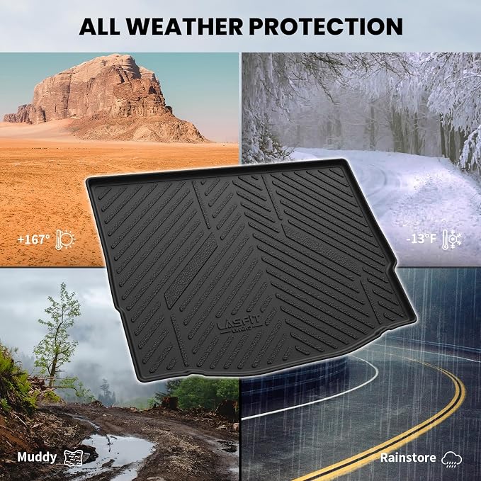 LASFIT Cargo Mat for Ford Focus 2012-2018 Hatchback Gasoline(No Subwoofer) Focus RS 2016 2017 2018 All Weather Custom Fit TPE Trunk Liner