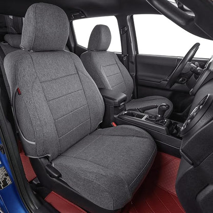 coverdream Front Tacoma Seat Covers Custom Fit for 2024-2026 Toyota Tacoma SR,SR5,TRD Sport,TRD Off-Road,Limited,Fully Covered Breathable Polyester Truck Seat Protector (Front Row Only,Gray)