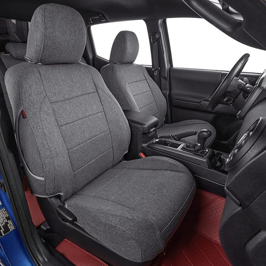 coverdream Front Tacoma Seat Covers Custom Fit for 2024-2026 Toyota Tacoma SR,SR5,TRD Sport,TRD Off-Road,Limited,Fully Covered Breathable Polyester Truck Seat Protector (Front Row Only,Gray)