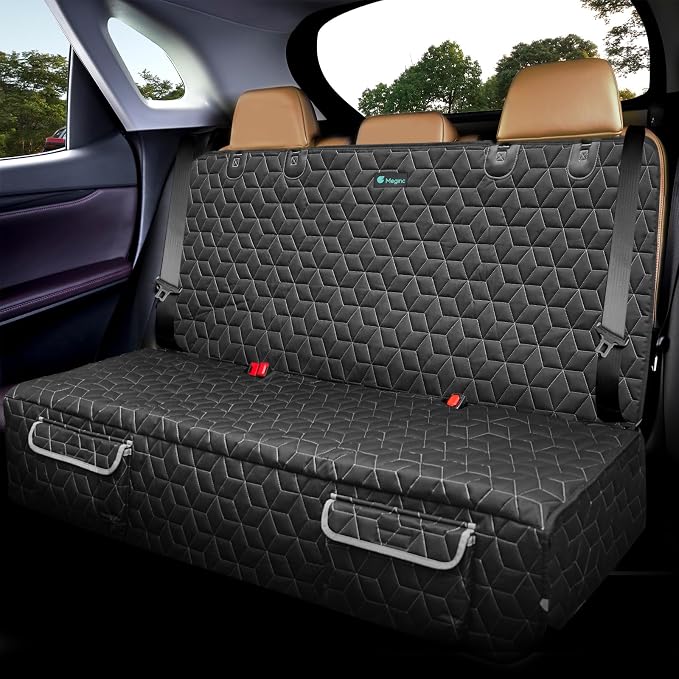 Meginc Dog Car Seat Cover for Back Seat, Waterproof Non-Slip Bench Protector for Dogs, Durable 600D Scratch Proof Seat Cover for Hair, Mud & Scratches, Travel and Daily Use in Cars Small SUVs