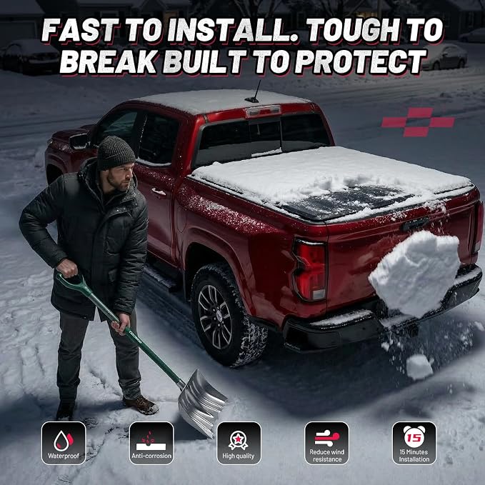 BDFHYK Hard Tri Fold Tonneau Cover Fits Toyota Tundra 2014-2021 6.5 FT Bed, Waterproof Hard Folding Truck Bed Cover with Anti-Theft Lock, Easy Install Bed Cover for Camping and Work Trucks