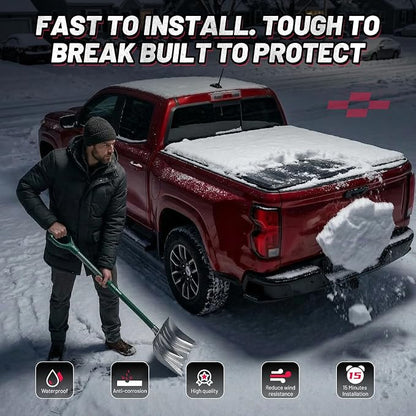 BDFHYK Hard Tri Fold Tonneau Cover Fits Toyota Tundra 2014-2021 6.5 FT Bed, Waterproof Hard Folding Truck Bed Cover with Anti-Theft Lock, Easy Install Bed Cover for Camping and Work Trucks
