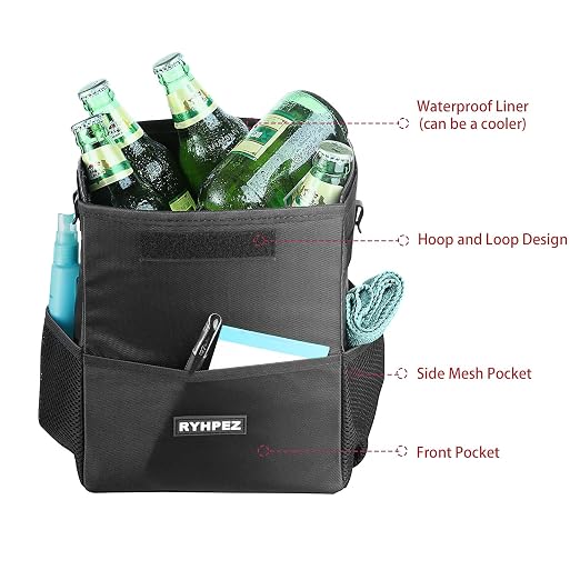 Ryhpez Car Trash Can with Lid - Leakproof Garbage Bin Car Organizer Bag, Foldable Vehicle Trash Bin with Structure Support, Automotive Truck Accessories for Women & Men (2 Gallon/7.5L)