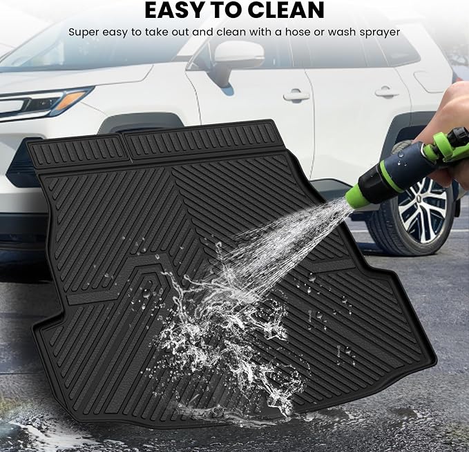 LASFIT Cargo Trunk Mat & Backrest Mats for Toyota RAV4 2026 Hybrid (Not Fit Plug-in Hybrid. Fit for Cargo with Subwoofer) RAV 4 All Weather TPE Custom Fit Automotive Rear Cargo Liner Accessories Black