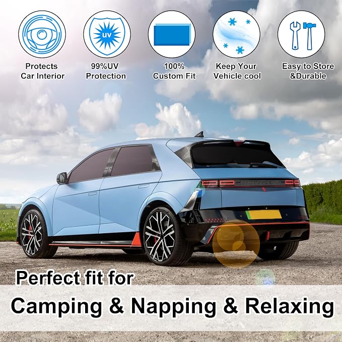 TINGLU Window Shades for Hyundai Ioniq 5 2022-2025 2026 Accessorie Car Side Full Windows Rear Triangular Windshield Sun Shade Sun UV Rays & Privacy Protection for Camping,Napping,and Relaxing 6PCS