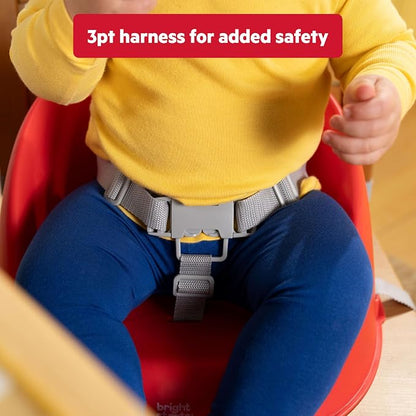 Bright Starts Disney Cars My Spot Easy-Clean Baby Booster Feeding Chair, 3-Point Harness, Washable Removable Straps, Red