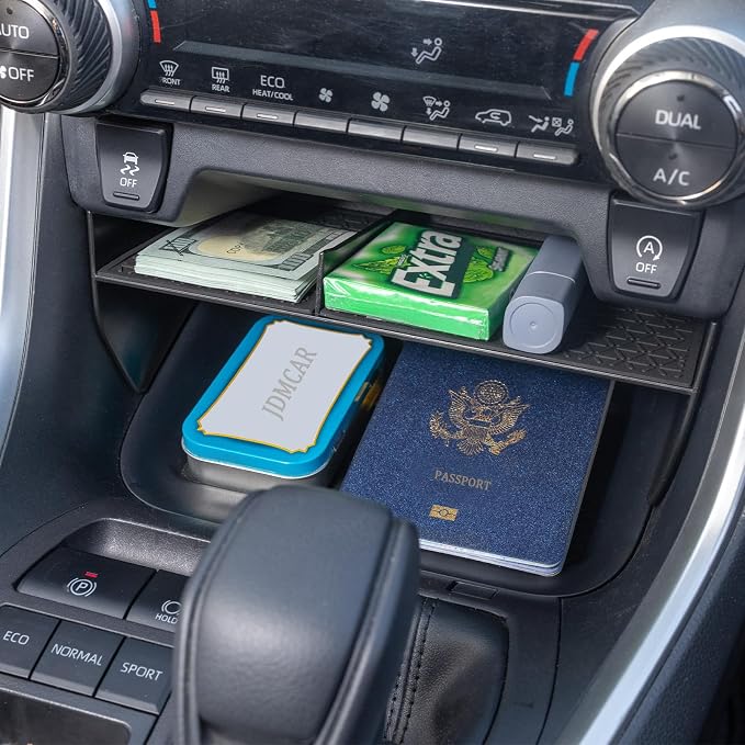 JDMCAR Center Console Organizer Compatible with Toyota RAV4 2019-2025 and 2021-2025 RAV-4 Prime, ABS Material Insert Tray Gear Shift Secondary Storage Box