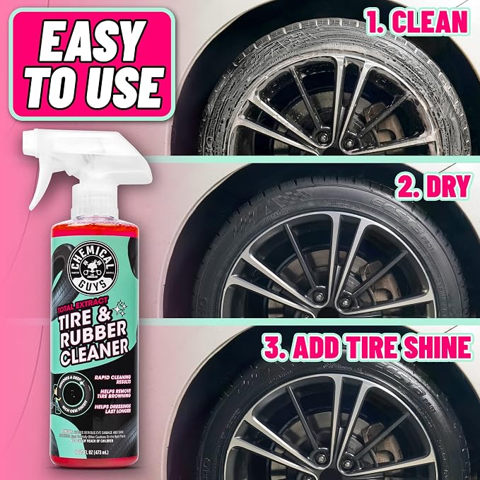 Chemical Guys CLD30216 Total Extract Tire & Rubber Cleaner, Safe for Cars, Trucks, SUVs, Motorcycles, RVs & More, 16 fl oz
