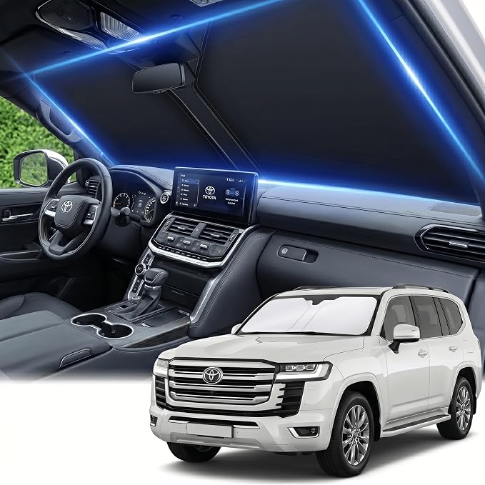 for Toyota Land Cruiser Windshield Sun Shade 2024 2025 2026 Sunshade Front Window Shade Custom Fit Land Cruiser Accessories Sun Visor Foldable Shade Blocks UV Rays Accessories