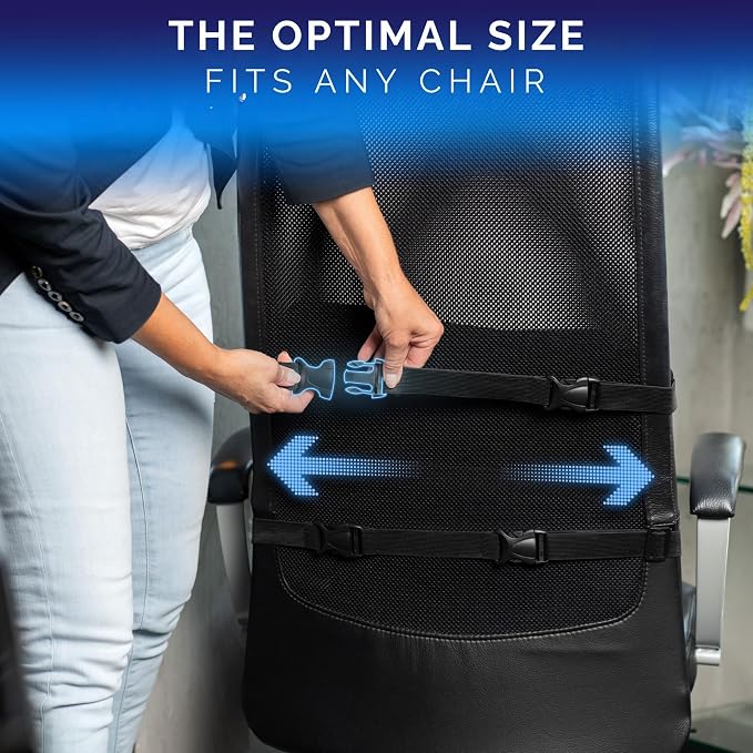 Healthfix® Ergonomic Lumbar Support Pillow – Expertly Designed in Germany – Improves Posture & Relieves Back Pain – Memory Foam Back Cushion for Office Chair & Couch - Firm (185-300 lbs)
