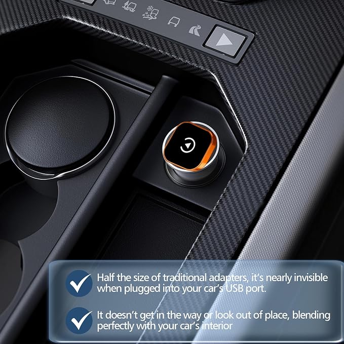 2-in-1 Wireless CarPlay & Android Auto Adapter - Upgraded Car Play Mini Wired to Wireless Adapter | Plug & Play, Stable Connection No Latency for iPhone＆Android,Orange