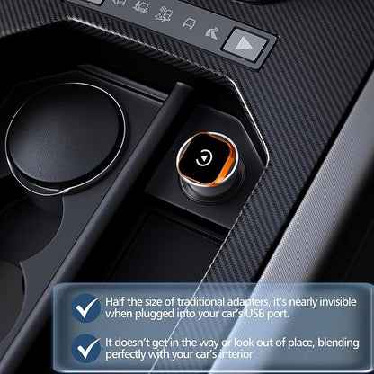 2-in-1 Wireless CarPlay & Android Auto Adapter - Upgraded Car Play Mini Wired to Wireless Adapter | Plug & Play, Stable Connection No Latency for iPhone＆Android,Orange