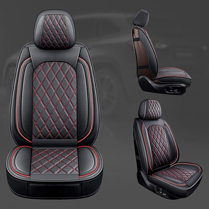 MIROZO Front Seat Covers for Ram,Waterproof Truck Seat Cover Compatible with 2009-2026 RAM 1500/2500/3500 Crew Quad Cab, Car Seat Protector Pickup Cushions (2 PCS Front,Black and Red)