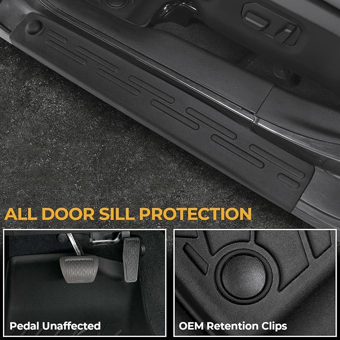 Floor Mats for Jeep Wrangler JL 4XE 4-Door 2021-2025 2026, All Weather Floor Mats Trunk Cargo Liner with Backrest Protectors and Door Sill Guards Accessories, Full Coverage Set