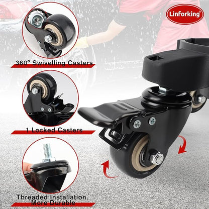 Upgraded Foldable Car Wash Bucket Dolly 5 Gallon with Wheels,360°Rolling Car Wash Buckets Dolly for Washing, Waxing, Removable Bucket Mover,Fits 3.5–5 Gallon Buckets,Supports Up to 265 lbs