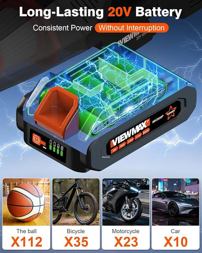 2-in-1 Cordless Car Vacuum and Tire Inflator - 20V Handheld Vacuum Cleaner & 150 PSI Air Pump, 18000Pa Powerful Suction, Portable Vac Air Compressor for Tires Pump and Car Cleaning
