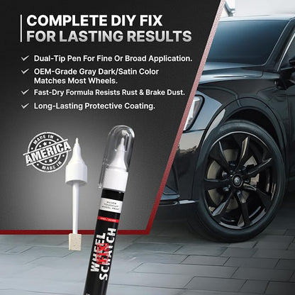 Wheel Scratch Fix® Silver Magic Car Scratch Remover Pen - Alloy Wheel Touch Up Paint Pen for Cars, Curb Rash Removal with Fast-Drying & Long-Lasting OEM Finish, Vehicles Rim Repair Paint for Chip (Light Silver (Pen Only))