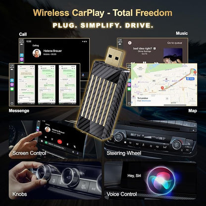 Wireless CarPlay & Android Auto Adapter AI Magic Box,Built-in Play Store YouTube TikTok, HD Screen Mirroring, Plug and Play for OEM Factory Wired CarPlay Vehicles