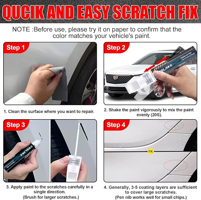 Car Touch Up Paint(Black Raven(GBA/WA8555)) for Cadillac, Car Paint Scratch Repair Kit, Quick & Easy Solution to Repair, 2 in 1 Scratch Remover Pen with 2PCS Disposable Micro Applicators