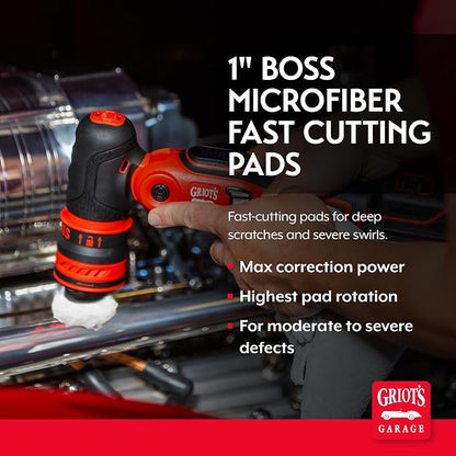 Griot's Garage BOSS Microfiber Fast Cutting Pads for Car Detailing, Polishing and Maximum Paint Correction, Orbital Polisher Buffing Pads, 1”, Set of 6