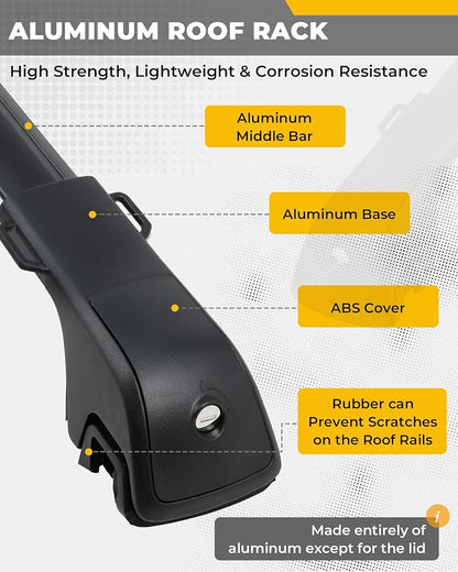 330LBS Lockable Cross Bars Roof Rack Fit for Hyundai Santa Fe 2024-2026 Aluminum Crossbars Cargo Bar Luggage Baggage Carrier Rooftop Accessories, for Storage Bag Kayak Snowboard Canoe Bike