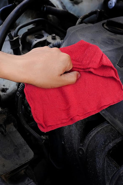 Cotton Shop Towels - Pack of 50 Cleaning Rags 12'' x 14'' - Super Soft and Absorbent Shop Rags for House - Multipurpose Cleaning Towels for Automobiles, Industries, Garage