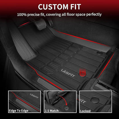 LASFIT Floor Mats for Jeep Grand Cherokee L 2021-2025 2026 (ONLY for 6 Seaters Without Center Console) All Weather Custom Fit Car Floor Liners Trunk Mat Accessories Black