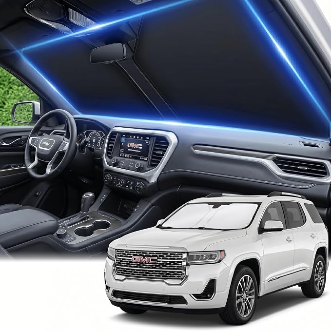 Windshield Sun Shade for GMC Acadia 2017-2023 Sunshade Front Window Shade Custom Fit Acadia Accessories Sun Visor Foldable Shade Blocks UV Rays Accessories