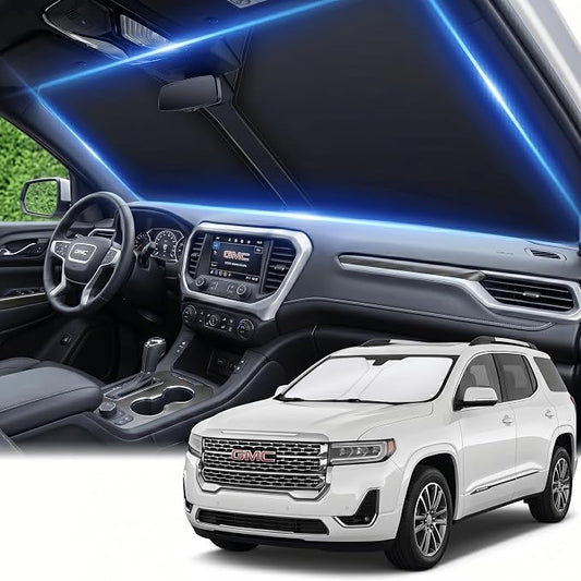 Windshield Sun Shade for GMC Acadia 2017-2023 Sunshade Front Window Shade Custom Fit Acadia Accessories Sun Visor Foldable Shade Blocks UV Rays Accessories