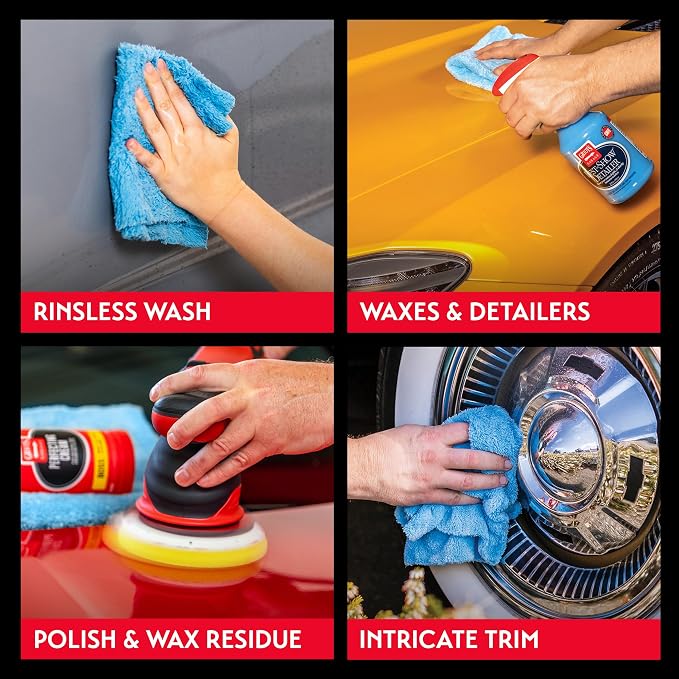 Griot's Garage Microfiber Plush Edgeless Towels, for Car Cleaning, Detailing and Polishing, Scratch-Free, 16” x 16”, Set of 6, 14901