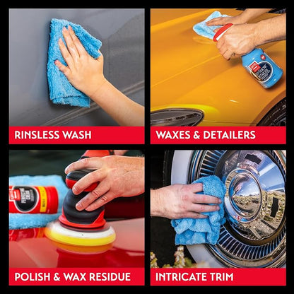 Griot's Garage Microfiber Plush Edgeless Towels, for Car Cleaning, Detailing and Polishing, Scratch-Free, 16” x 16”, Set of 6, 14901