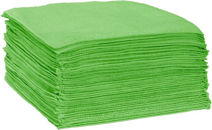 CleanAide 300 GSM Ultra Absorbent Microfiber Cleaning Towels for Kitchen, Car, and Home, Reusable Lint-Free Cloths, Scratch-Free, Streak-Free, Wet or Dry Cleaning, 12x12 in, 50-Pack, Green