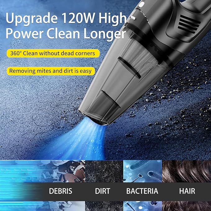 Handheld Vacuum Cordless Rechargeable,Portable Car Vacuum Cleaner with USB Charge.LED/Multi Accessories,Hand Vacuum Cordless for Pet Hair,Home,Car,Office