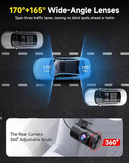 AXB Dash Cam Front and Rear: 4K+2.5K Dashcam with 5G WiFi APP Control & 64GB Card - Dual Dash Camera for Cars with 24H Parking Mode Night Vision Loop Recording Emergency Lock (V3)