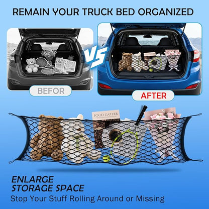 Envelope Style Cargo Net for Hyundai Tucson 2026 2025-2022 Accessories, Rear Trunk SUV Mesh Cargo Net, Upgraded 5mm Bungee & Double-Layer Nylon Storage Tailgate Netting Grocery&Tools Holder Organizer