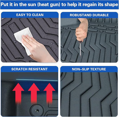 All Weather Rubber Floor Mats Compatible with 2013-2019 Ford Escape & 2013-2018 C-Max, 3Pcs Car Automotive Floor Mats & Cargo Liners Black (2013-2019 Escape & C-Max)
