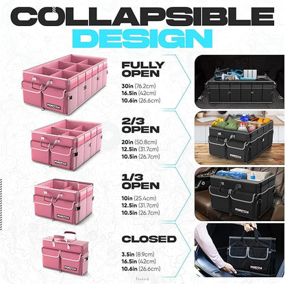 FORTEM Trunk Organizer For SUV Car Trunk Organizer, Foldable Storage, Car Accessories for Women Men, Collapsible Bag, 600D Oxford, Non Slip Bottom, Straps, Soft Cover (85L)