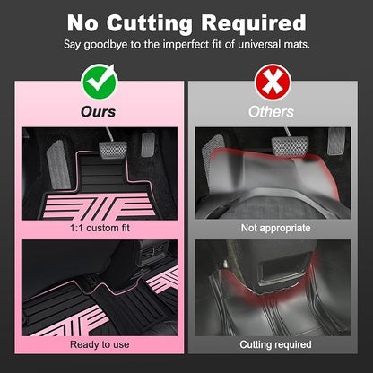 TTX LIGHTING Floor Mats Compatible with Subaru Crosstrek 2016-2017/Impreza 2012-2016/WRX 2015-2021, Custom Fit All Weather 1st & 2nd Row Floor Liners, Black & Pink