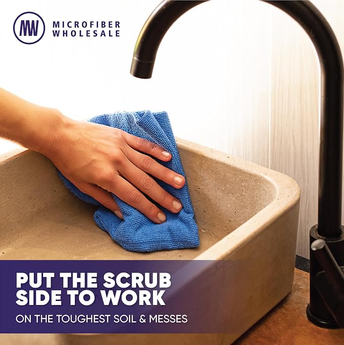 Microfiber Wholesale Pronto Cloths, Dual-Sided Microfiber Cleaning Towels, Soft Plush & Scrub Cloths for Dusting, Scrubbing, Kitchen, Windows & Car Detailing, Absorbent Bulk 25-Pack Multicolor