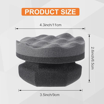 BBTO 6 Pcs Tire Hex Grip Dressing Applicator Washable Tire Shine Applicator Dressing Pad Car Detailing Foam Sponge Reusable Tire Cleaner Sponge for No Slip Tire (Gray, 4.33 Inch Diameter)
