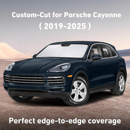 EcoNour Windshield Sunshade Compatible for Porsche Cayenne 2019-2023 2024 2025, Sun Visor for Front Windshield & Window Sun Shade Cover, UV Heat Blocker & Protector, Car Accessories