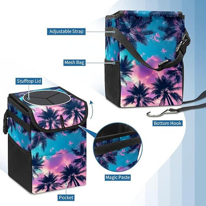 Car Trash Can – Multi-Purpose, Lightweight and Portable with Durable Water-Resistant Coating, No Installation Required, Practical and Ample Capacity, Variety of Colors.Coconut Tree