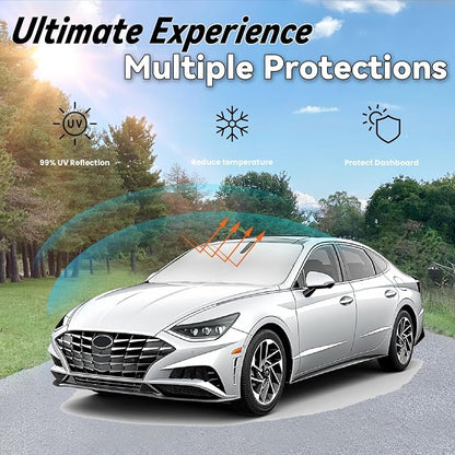 Windshield Sun Shade for Hyundai Sonata 2020-2026, Car Front Window Sunshade with 240T Sun Visor Protector Blocks UV Rays Heat Sun Shield Accessories