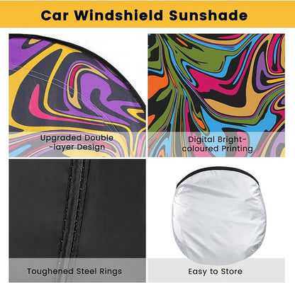 Windshield Sun Shade, Car Sun Shade Windshield, Reflector Sunshade Offers Ultimate Protection for Car Interior, Reflective Polyester Blocks Heat for Cars, Trucks, SUVs (57 x 31.5 in)