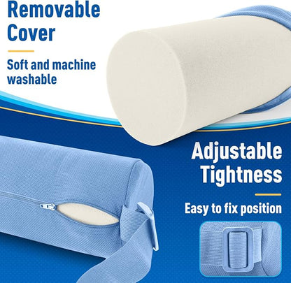 Lumbar Roll Support Pillow for Office Chair, Car, Gaming Chair, Memory Foam Back Cushion with Washable Cover for Relieving Back Pain & Improving Posture, Large,Light Blue