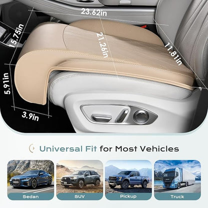 Coverado Car Seat Leg Extender Support Cushion, Leg Rest Cushion for Driver Seat, Universal Car Seat Leg Support, Leather Car Seat Cushion, Waterproof Leg Extension Pad for Long Driving (Update,Beige)
