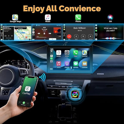 2026 4-in-1 Wireless CarPlay & Android Auto Adapter, AirPlay MirrorLink Screen Mirroring Dongle, 5.8G WiFi BT 5.3, USB/C Plug & Play for OEM Wired Cars (Orange) (Orange)