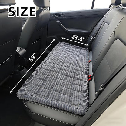 Dog Car Seat Cover, Pet Couch Covers for Car and Sofa, Non-Slip Backseat Pet Bed Mat, Machine Washable, Soft Plush Travel Seat Protector with Portable Storage Bag (Grey,23.6''×59'')