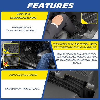 Michelin Vehicle Mat, All-Weather TPE Custom Fit Liner for Chevy Colorado/GMC Canyon Floor Mats 2015-2022(Crew Cab fit Carpet Floor), Premier
