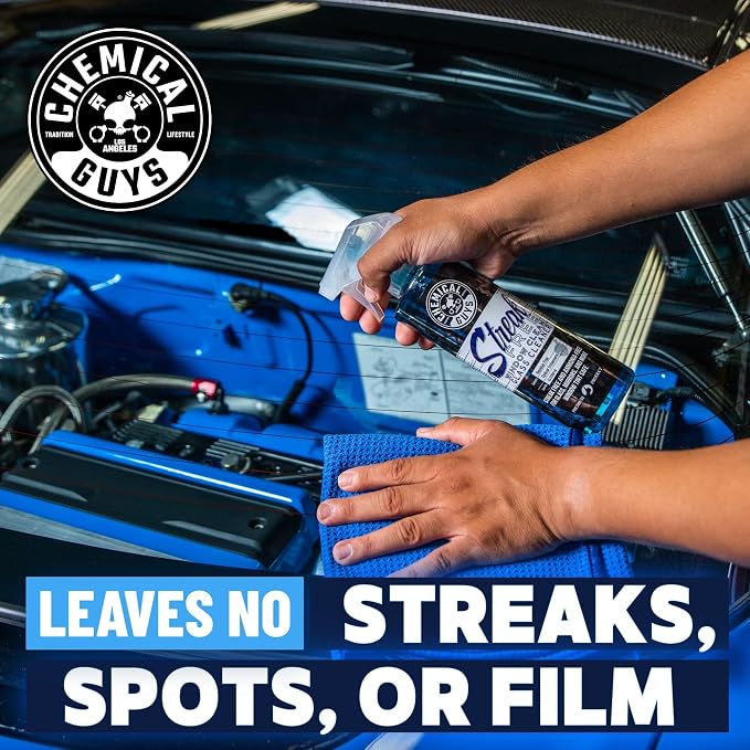 Chemical Guys Streak Free Glass and Window Cleaner - Works on Glass, Windows, Mirrors, and Screens, Ammonia-Free and Safe on Tinted Windows, for Cars, Trucks, SUVs, and Home Use - 16 oz